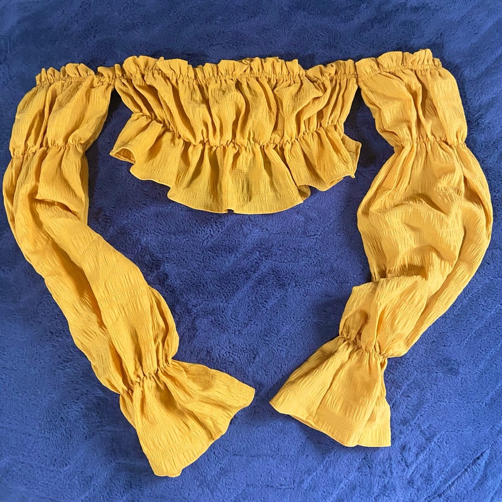 Cider Yellow Crop Top Long Bell Sleeve